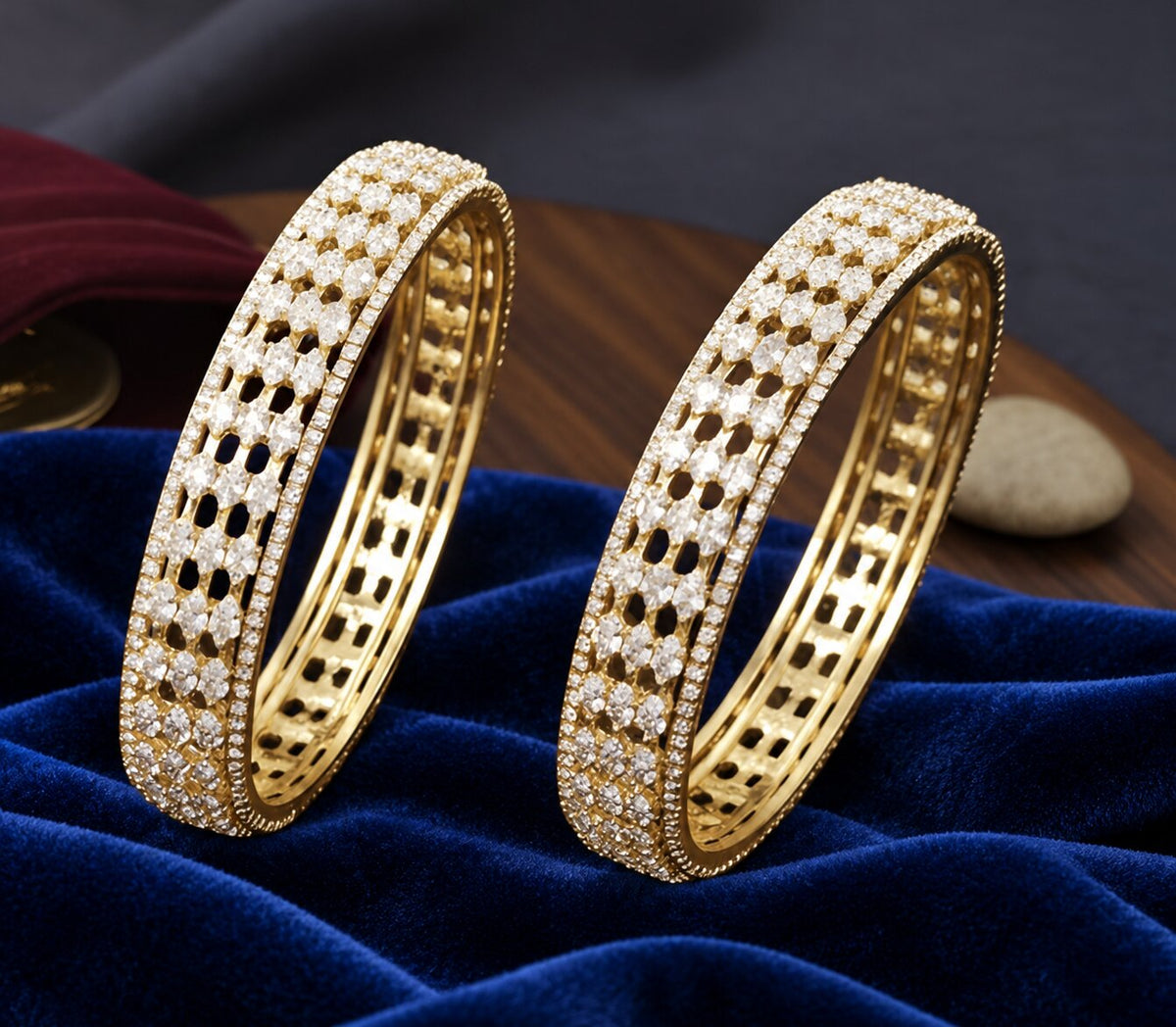 Bangles - AD white stones 2.8 size -Pair