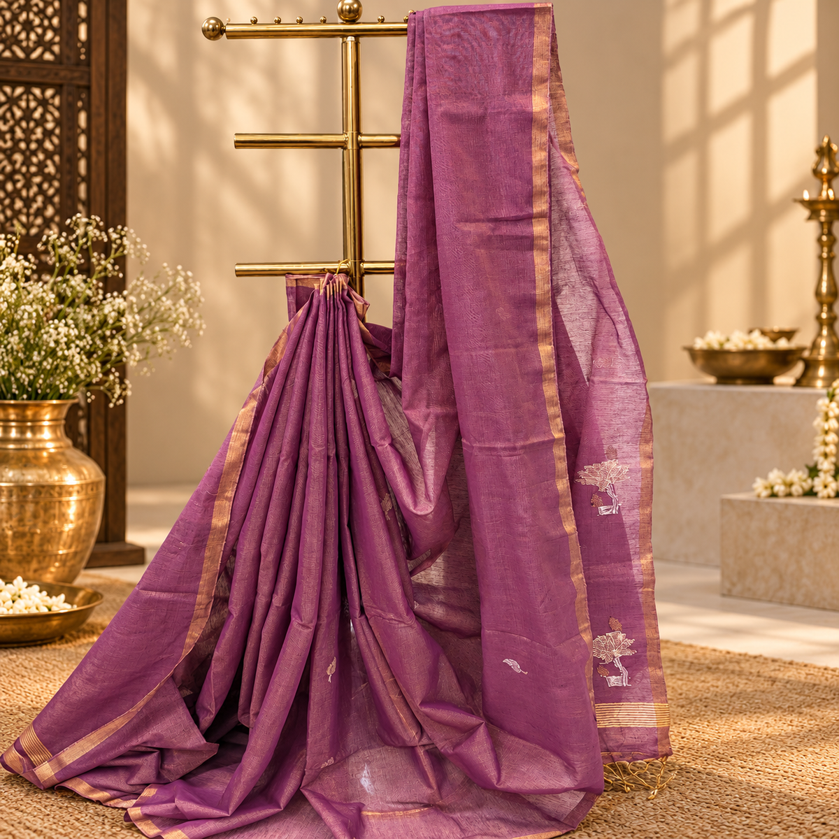 Half Linen & Tissue - Paithani and Jamdani work
