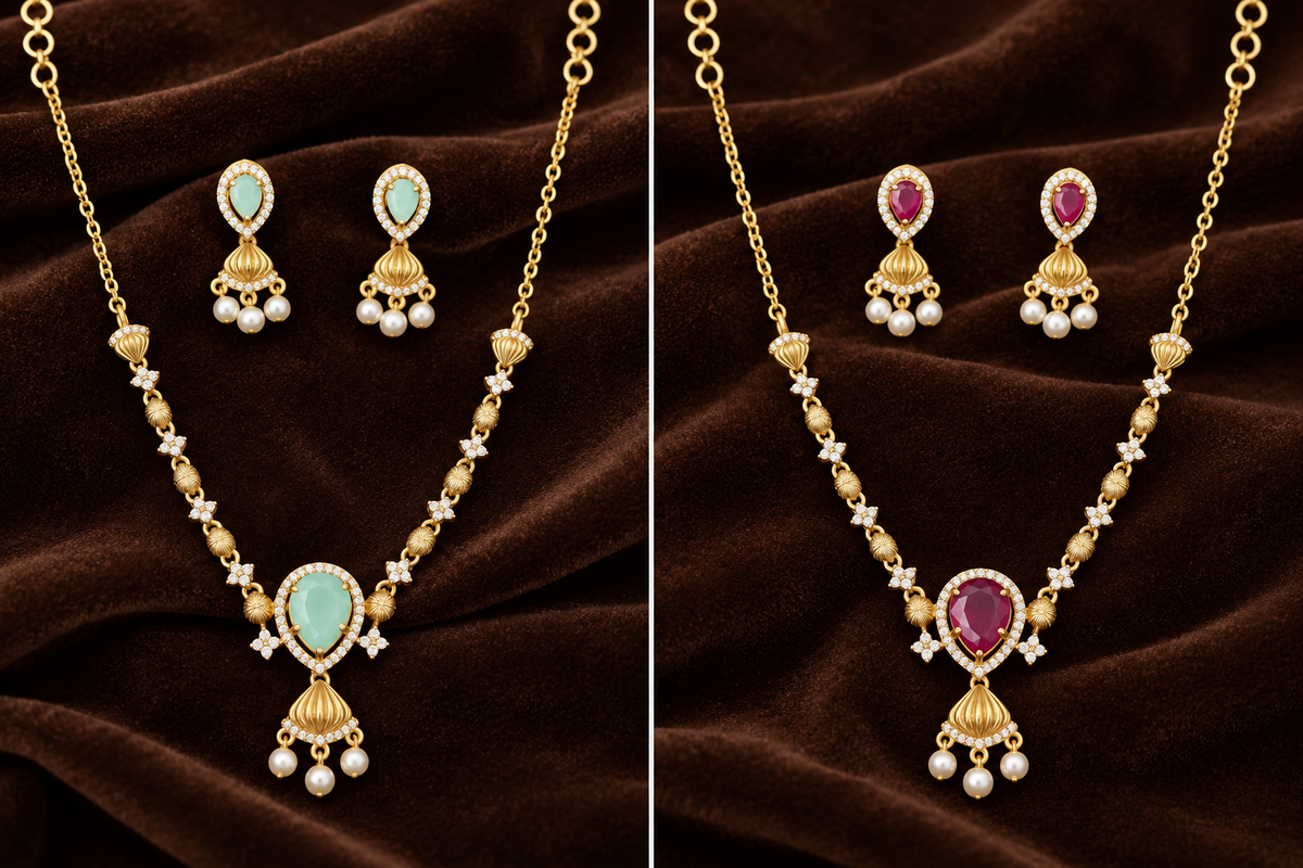 Kemp Neck piece Set & ear rings - formal & traditional wear