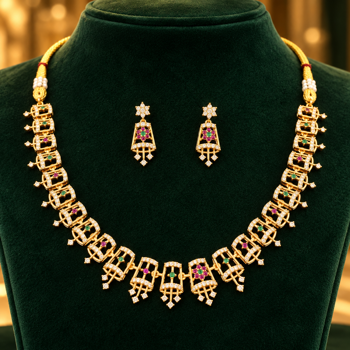 Ethnic Kemp Stone Designer Neck Piece Set