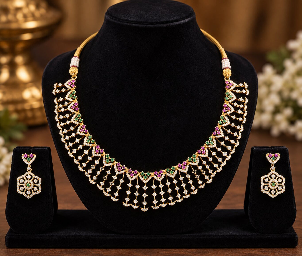 Matte Gold Kemp Choker & Earrings  Set