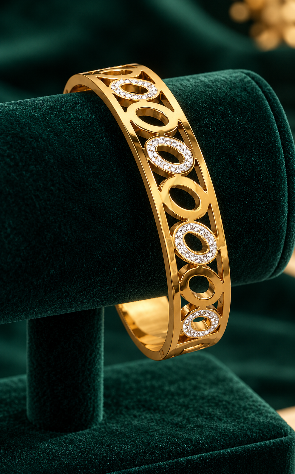 High Polish Gold Stone Studded Kada