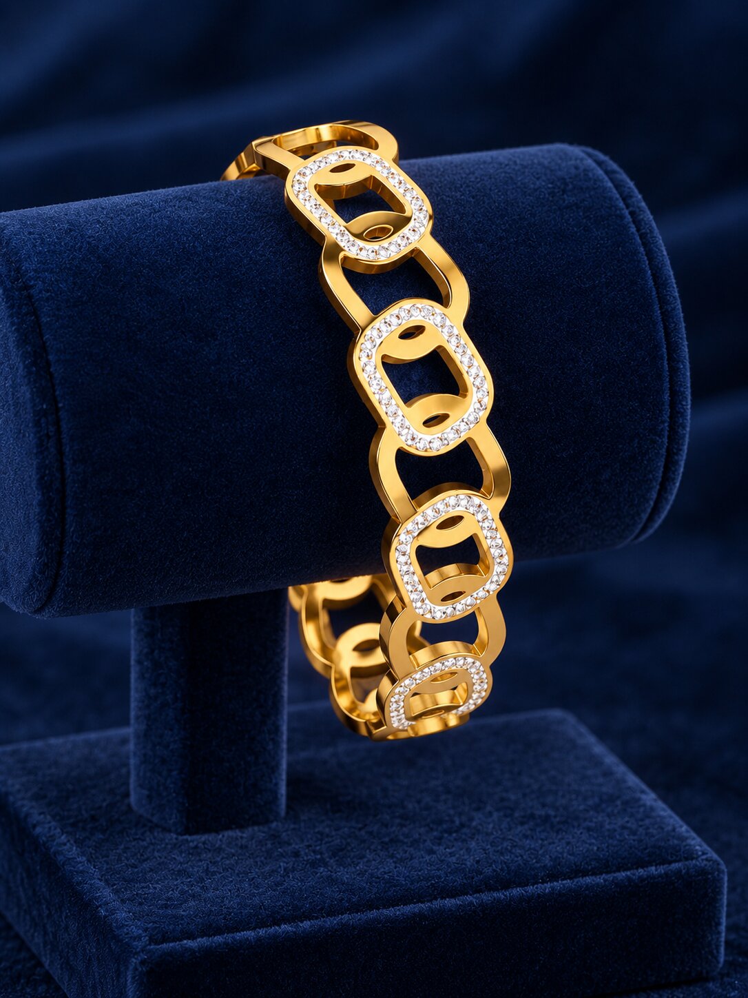 AD Oval Stone High Gold Polish Kada