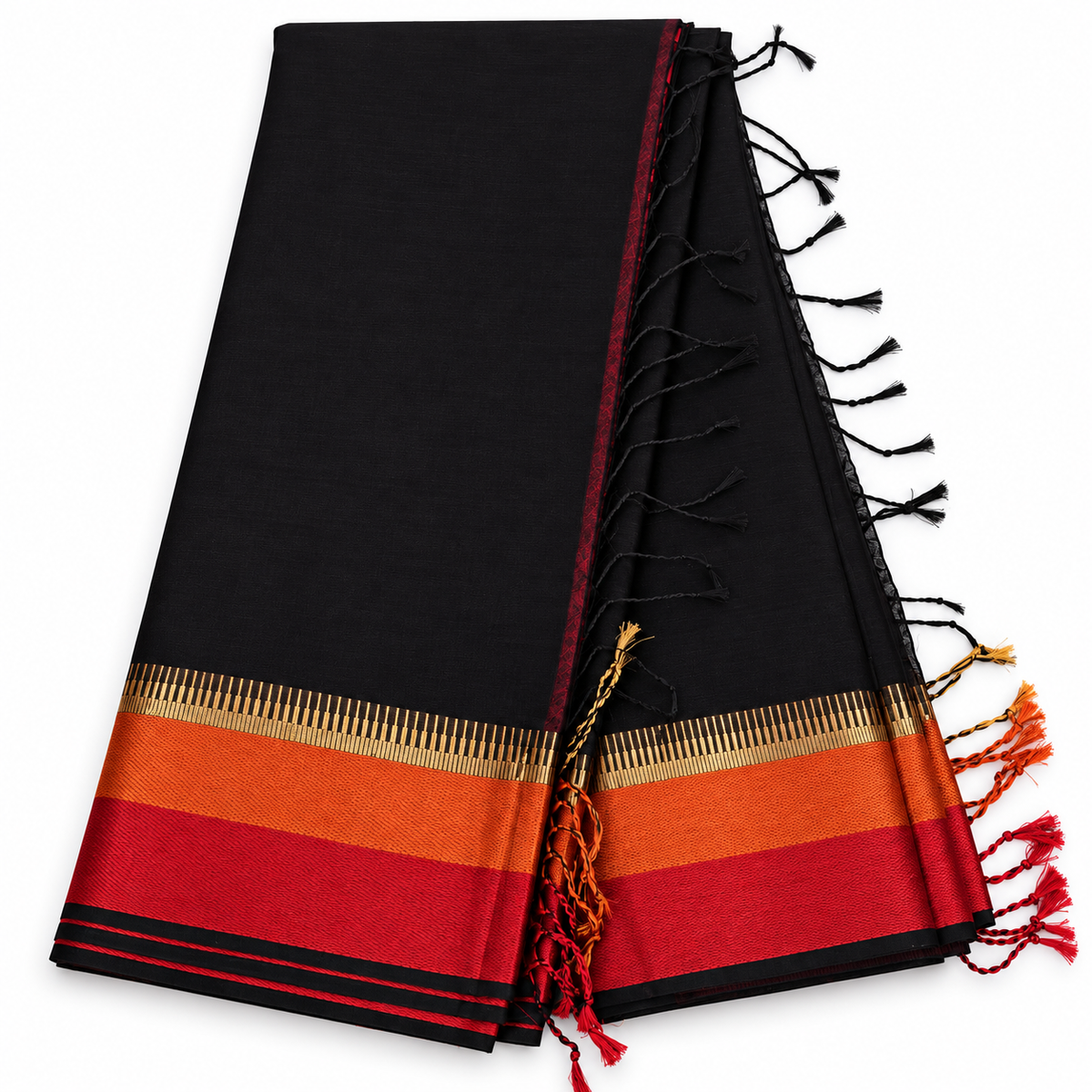 Maheswari Silk  - Black and Red