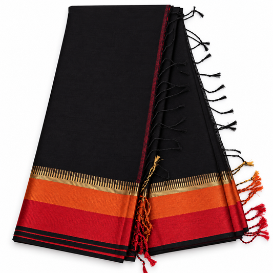 Maheswari Silk  - Black and Red