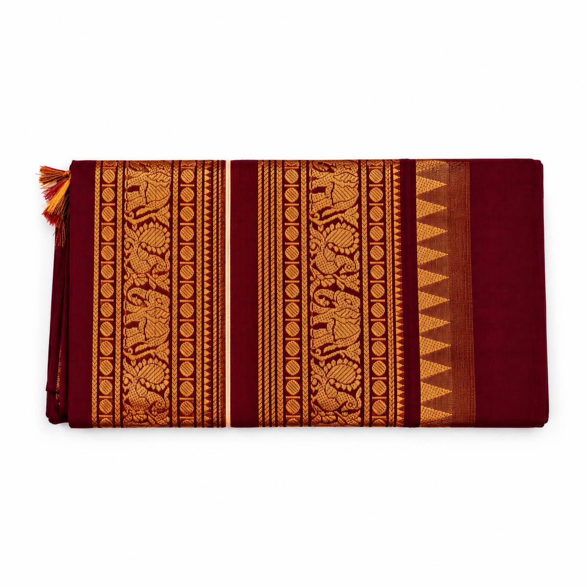Kanchi Cotton Saree - Coffee Brown Border