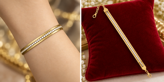 Elegant Diamond Style Gold Plated Designer Bracelet