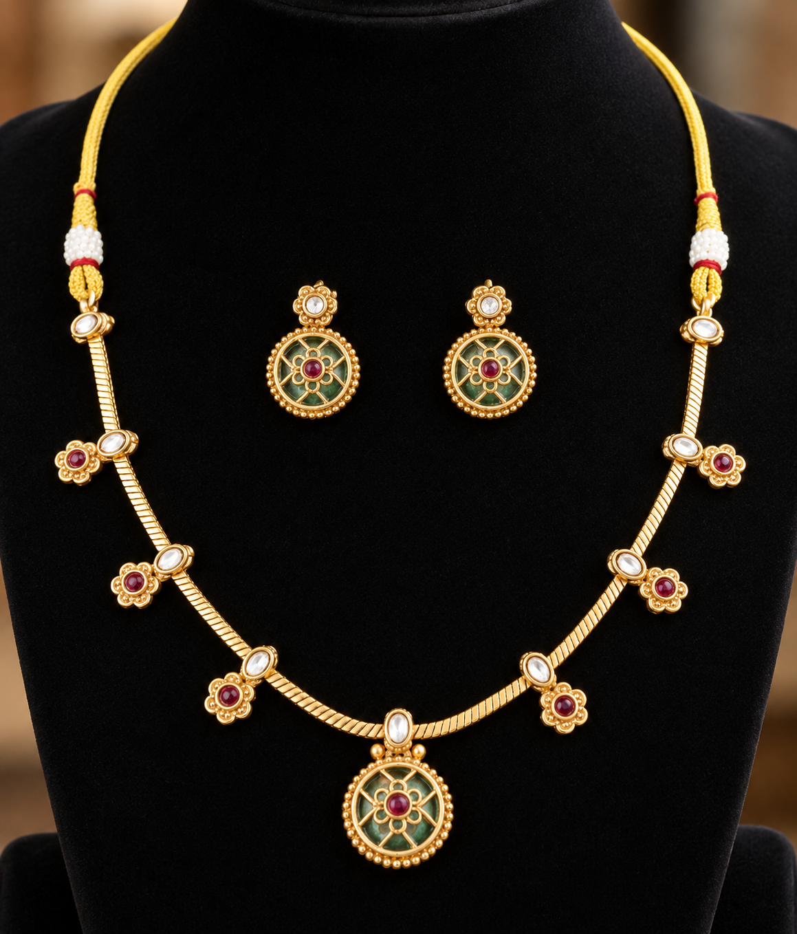 Gold, Green, and Ruby Neck Piece
