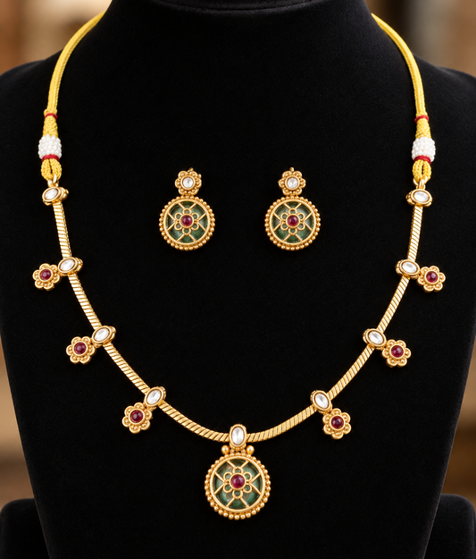 Gold, Green, and Ruby Neck Piece