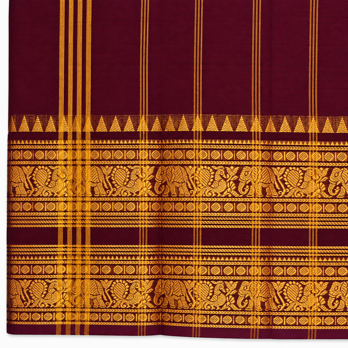 Kanchi Cotton Saree - Coffee Brown Border