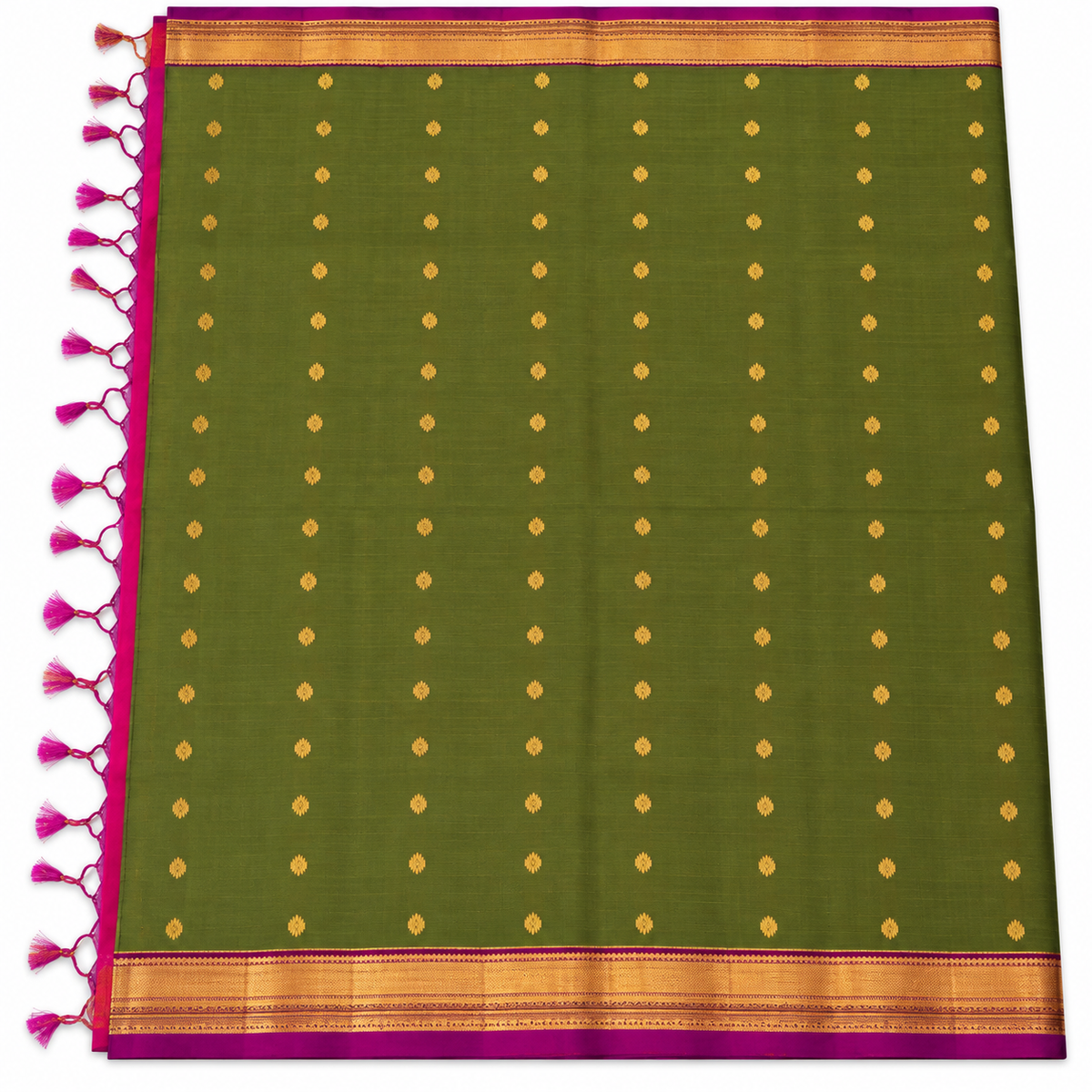 Soft Silk Saree - Olive Green