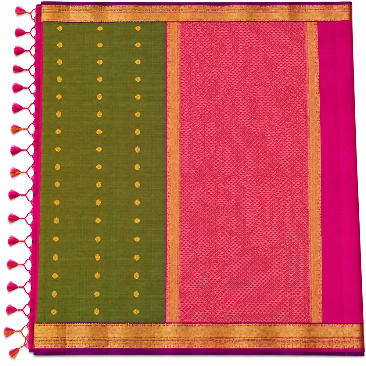 Soft Silk Saree - Olive Green