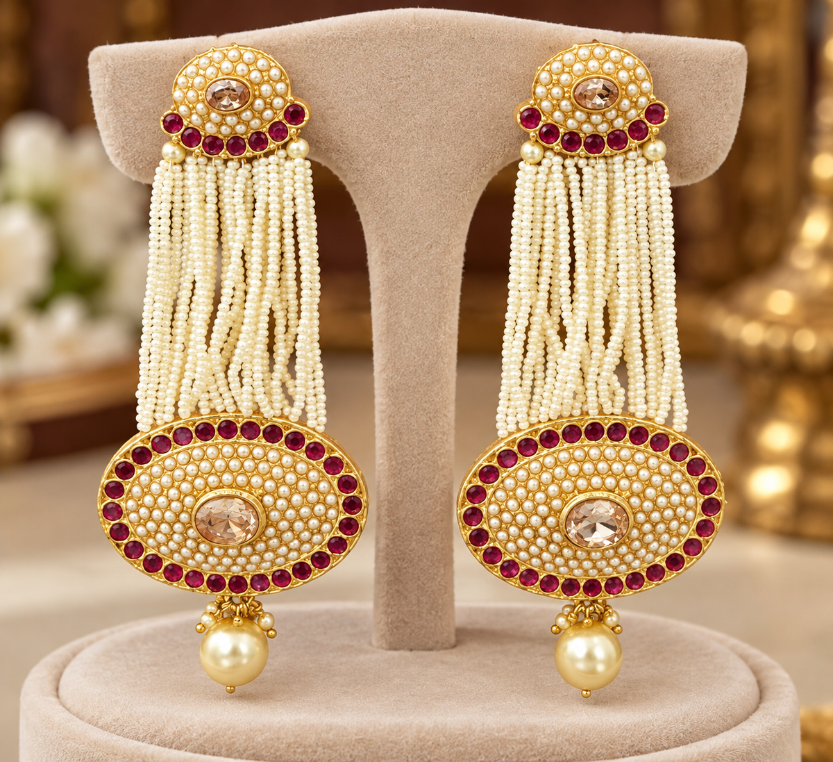 Oval Shape Style Long Antique Earrings