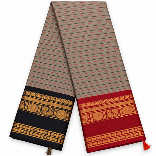 Kanchi Cotton Checks pattern  - Ganga Jamuna Border